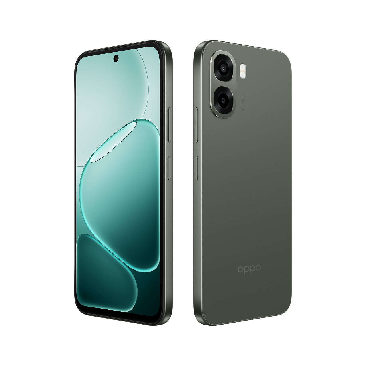 Oppo A6x official green product image with front and rear views
